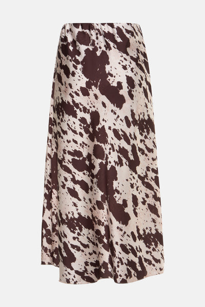 Jupe longue beige par Terra di Siena avec motif tacheté marron et tissu fluide.