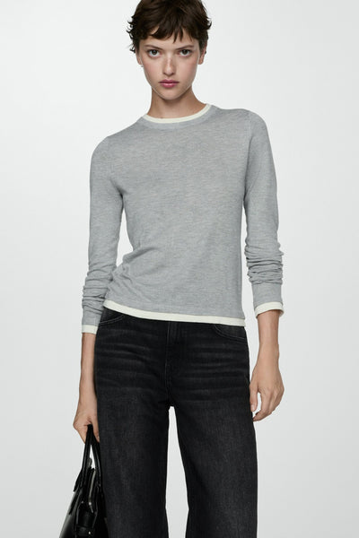 Pull col rond Gris - MANGO