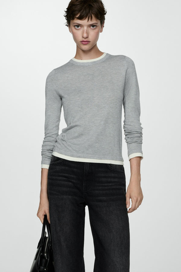 Pull col rond Gris - MANGO