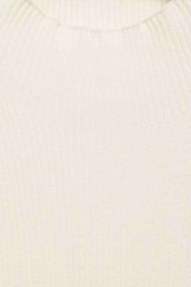 Witte trui met ronde hals van MANGO, in geribbelde textuur, nauwsluitend model.