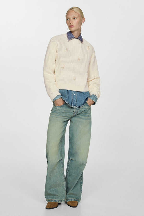 Pull col rond Blanc - MANGO
