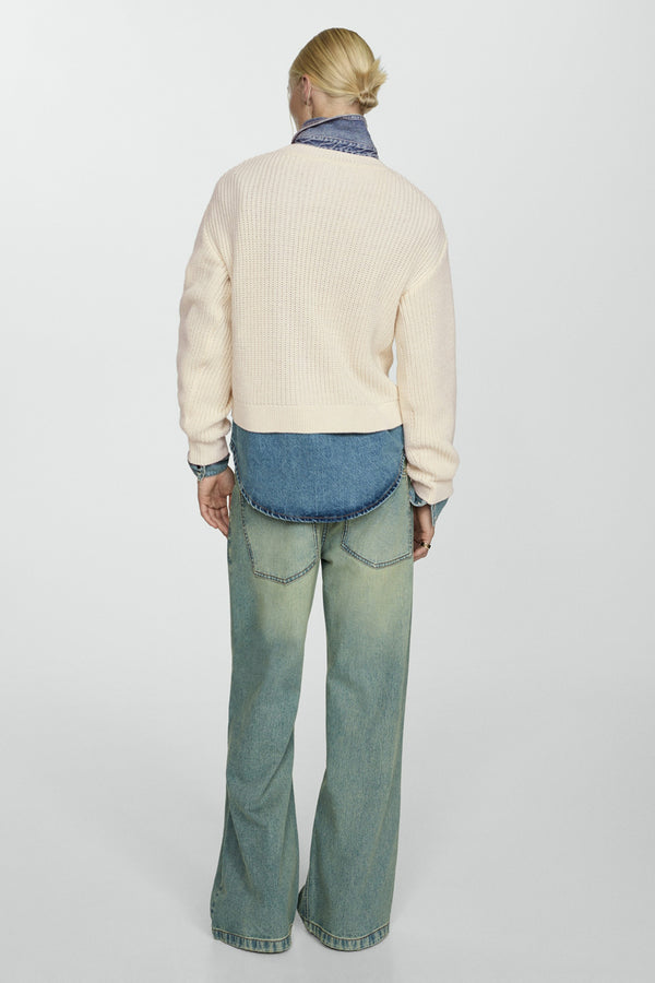 Pull col rond Blanc - MANGO