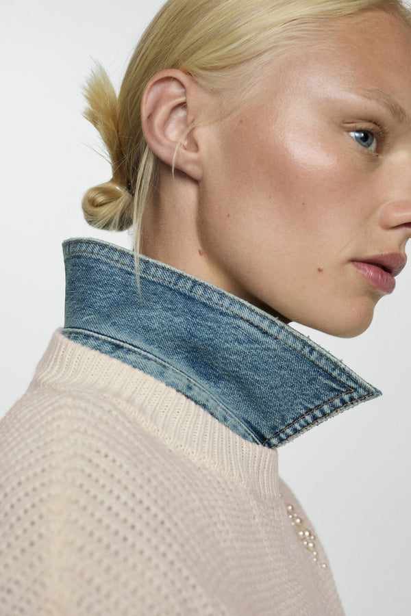 Pull col rond Blanc - MANGO