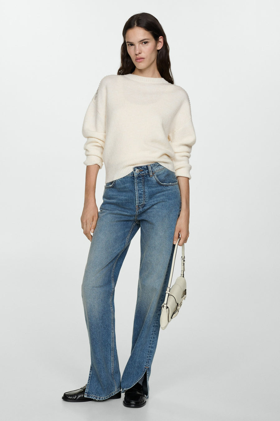 Pull col rond Blanc - MANGO