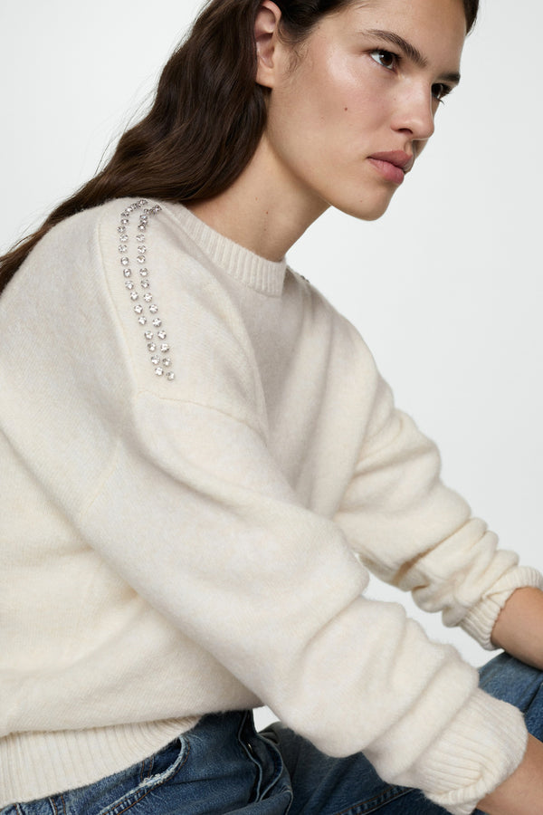 Pull col rond Blanc - MANGO