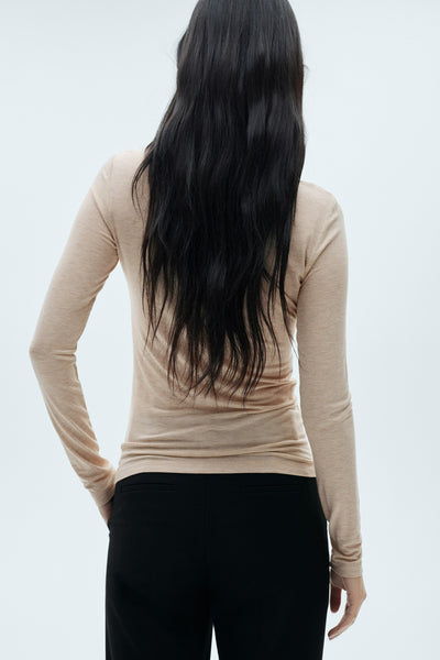 Top uni manches longues Brun - MANGO