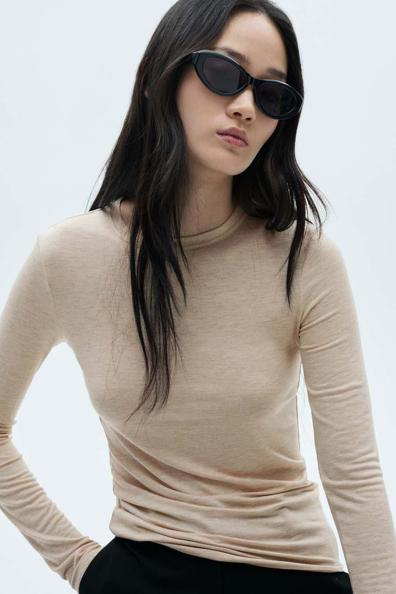 Top uni manches longues Brun - MANGO