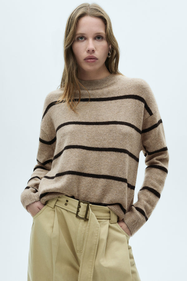 Pull col rond Brun - MANGO