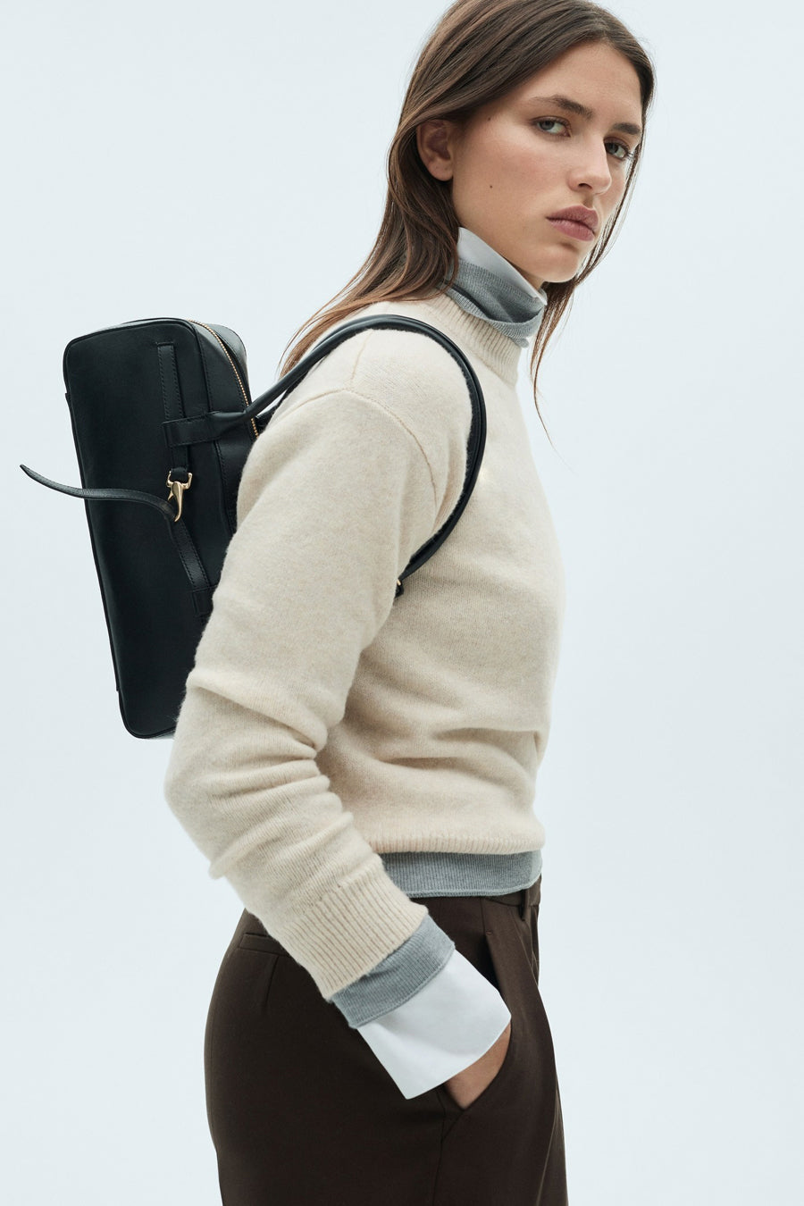 Pull col rond Brun - MANGO