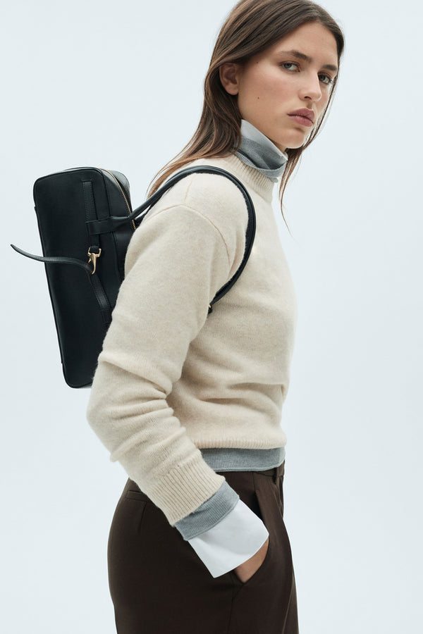 Pull col rond Brun - MANGO
