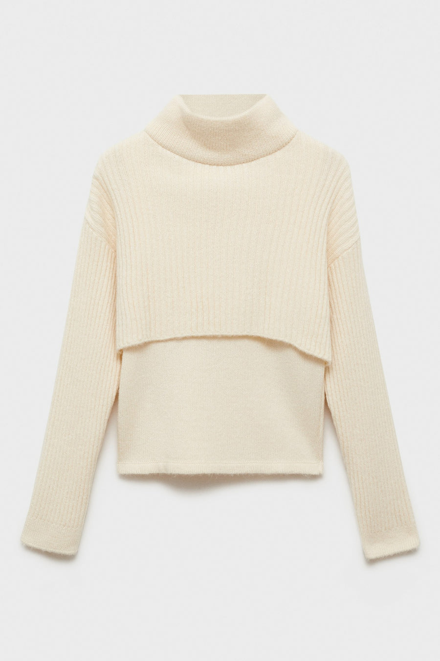 Witte coltrui van MANGO, korte pasvorm met overlay en geribbelde textuur.