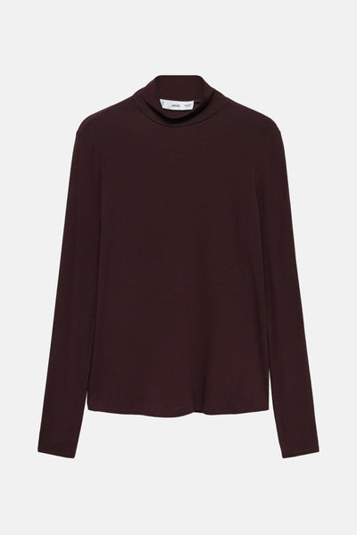Top uni manches longues Brun - MANGO