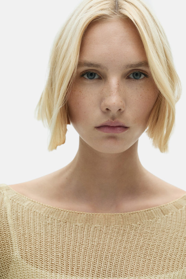 Pull col rond Doré - MANGO