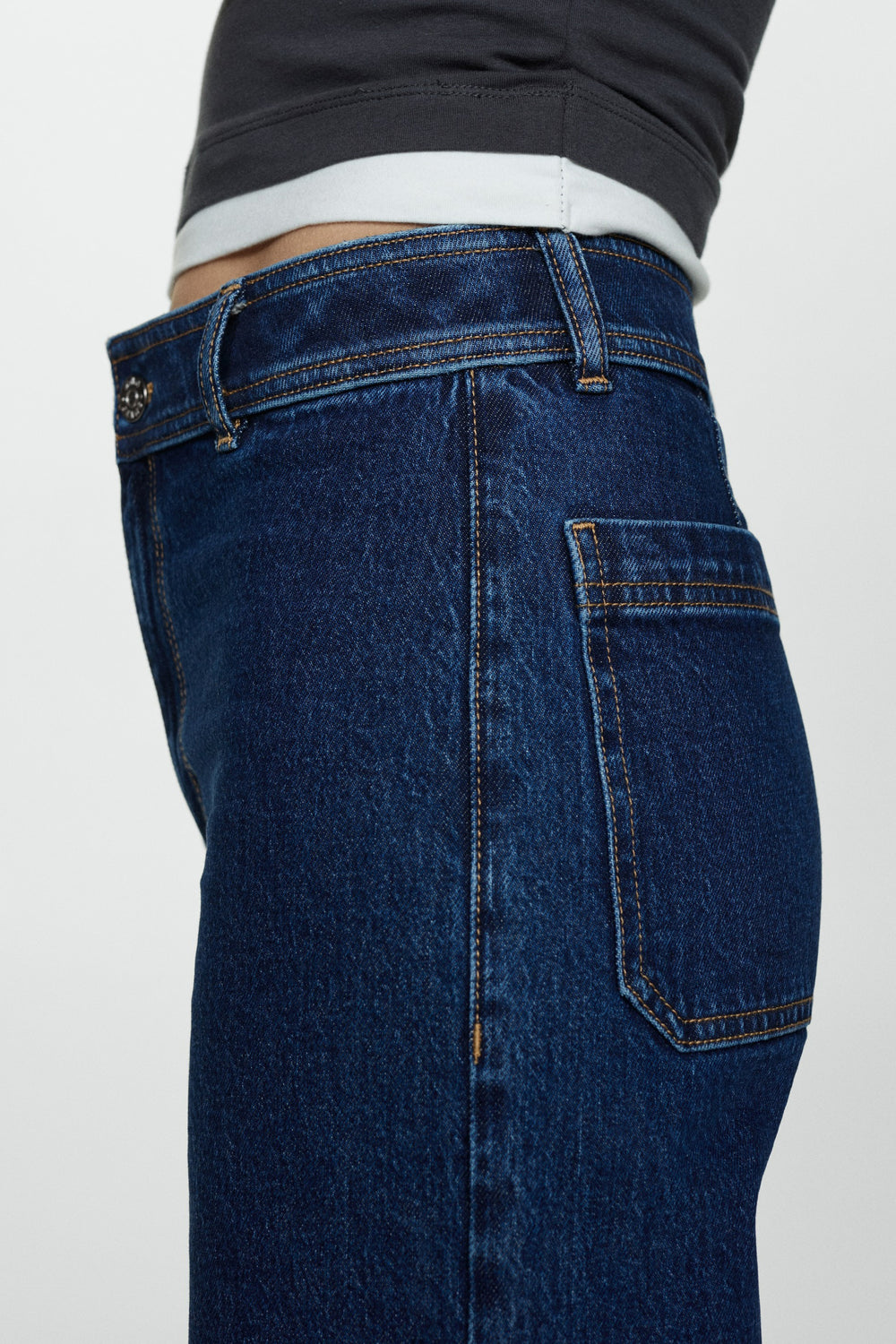 Jeans wide DARK BLUE DENIM - MANGO