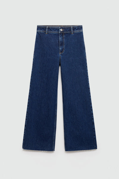 Jeans wide DARK BLUE DENIM - MANGO