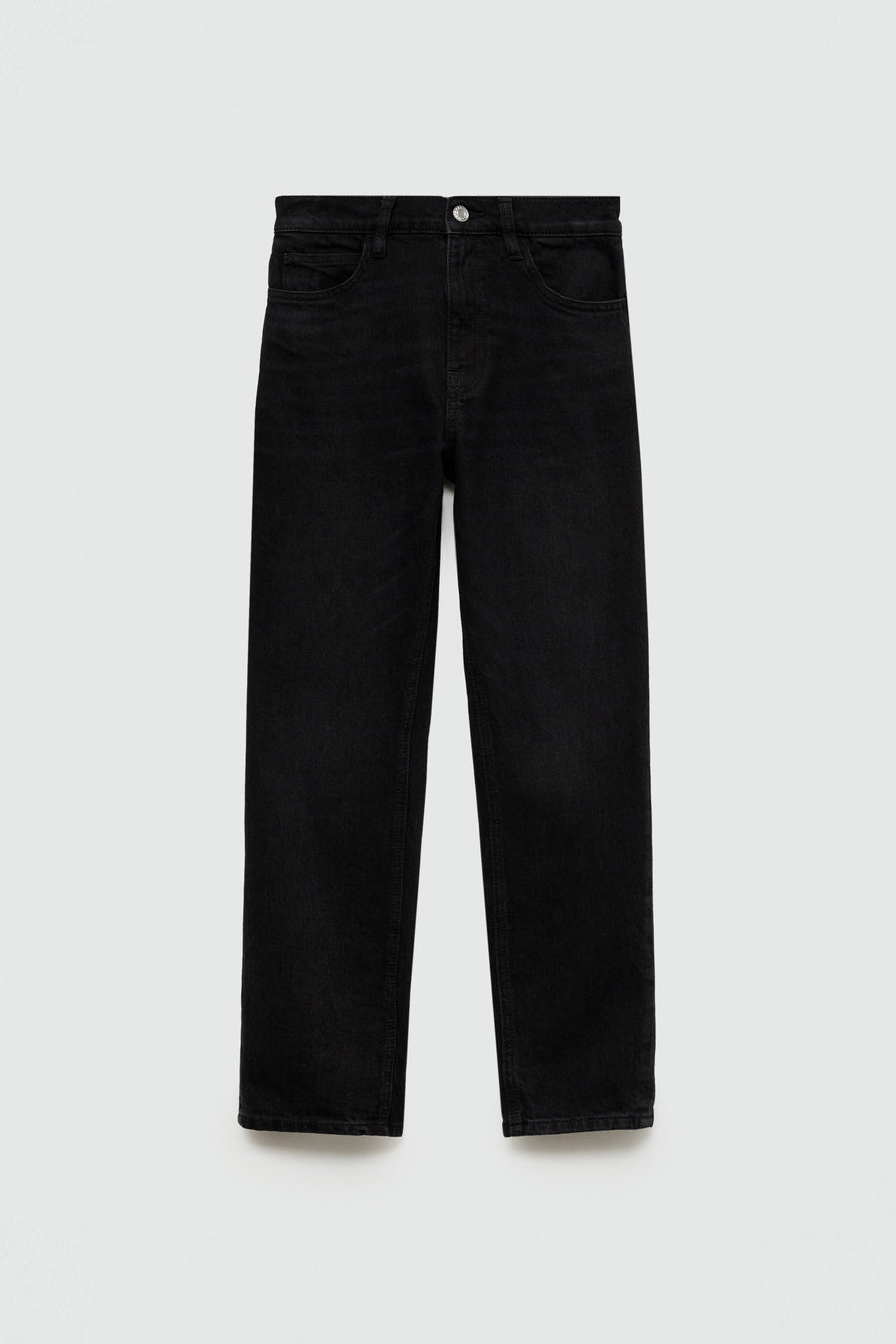 Zwarte 'Mom' jeans van MANGO, rechte pasvorm en voorzakken.