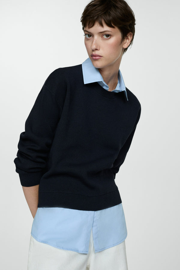 Pull col rond Bleu - MANGO