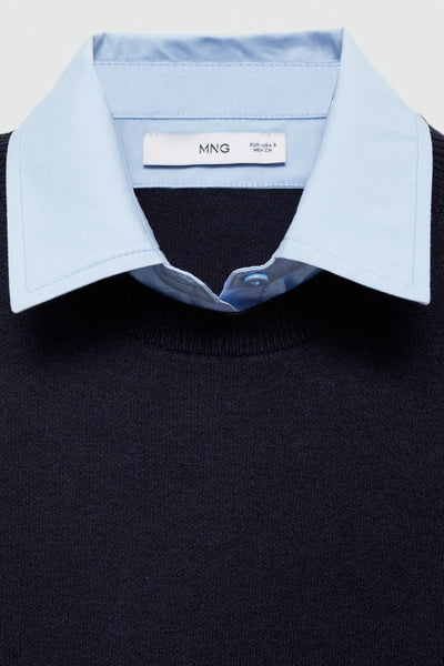 Pull col rond Bleu - MANGO