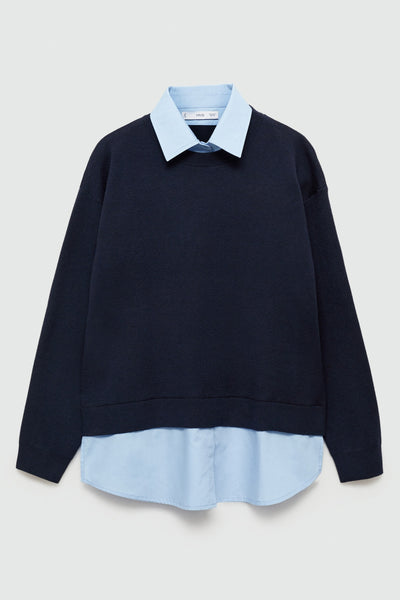 Pull col rond Bleu - MANGO