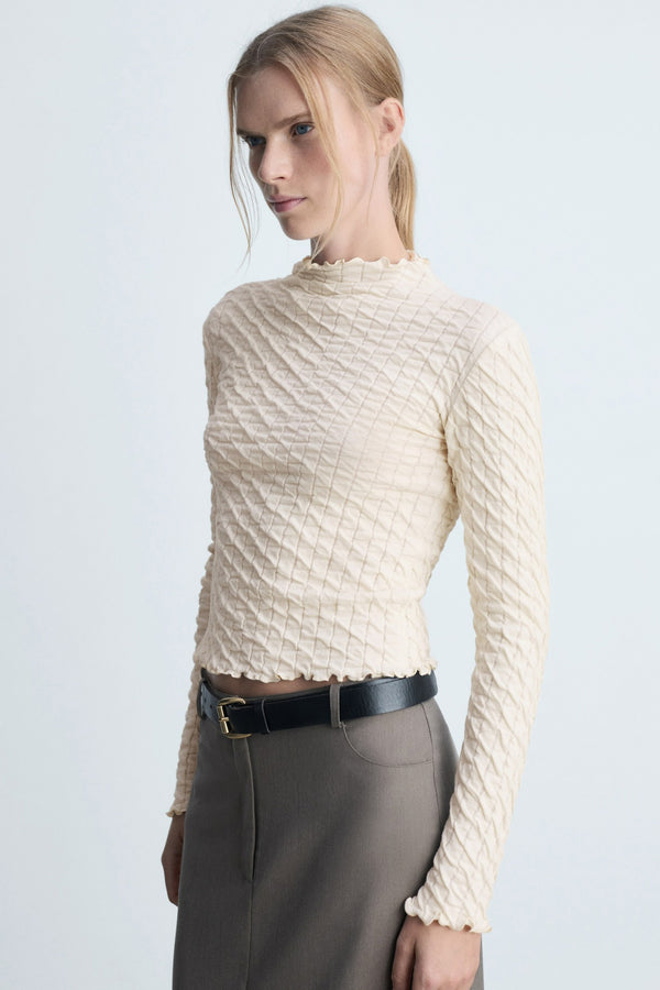 Top uni manches longues Blanc - MANGO