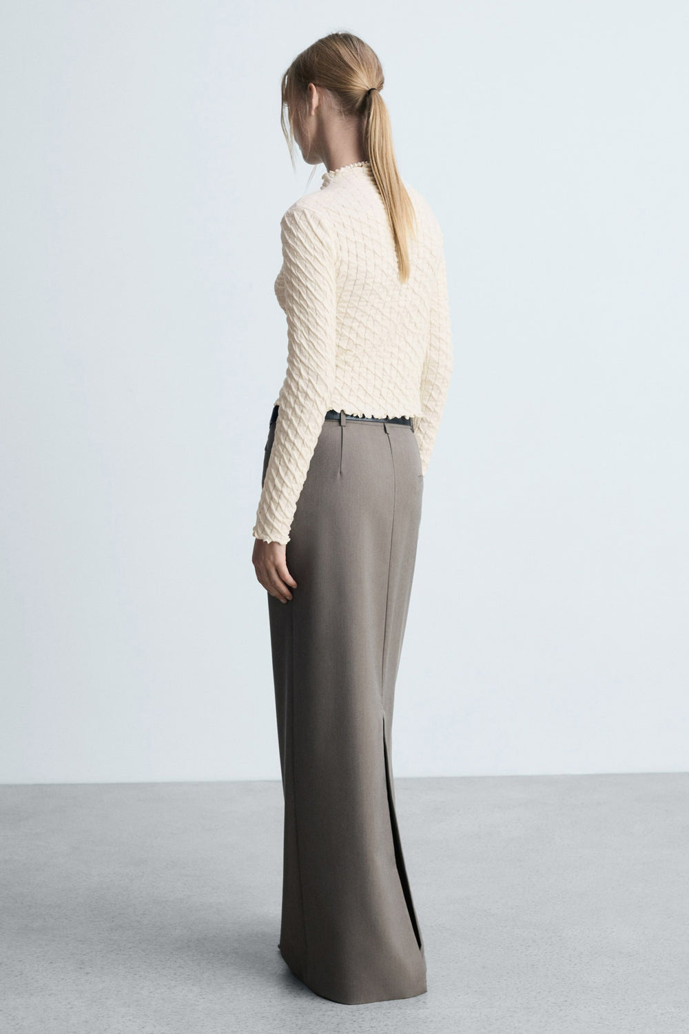 Top uni manches longues Blanc - MANGO
