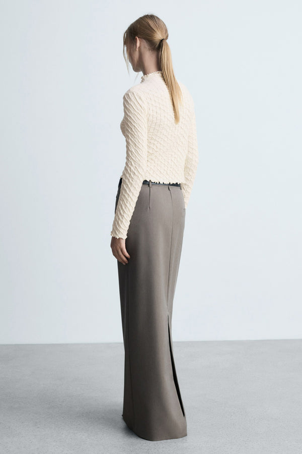 Top uni manches longues Blanc - MANGO