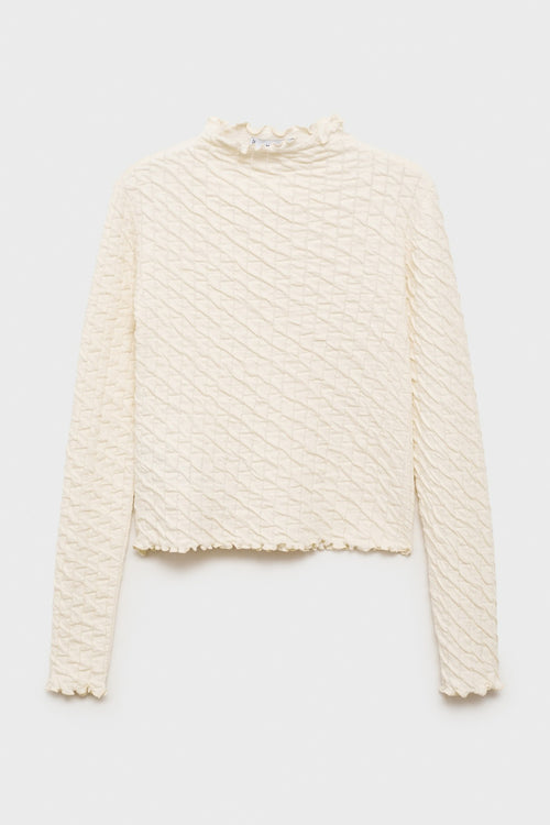 Top uni manches longues Blanc - MANGO