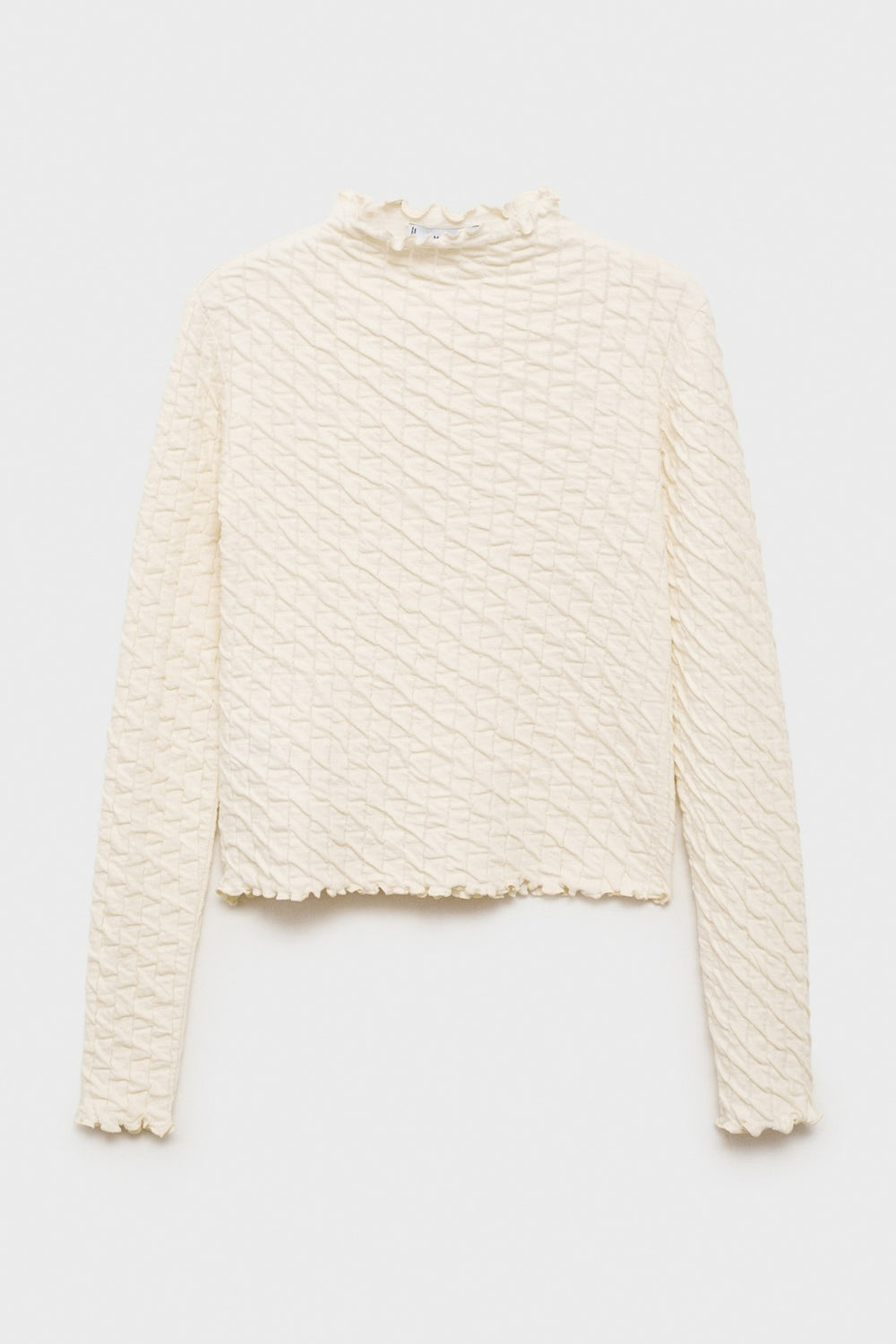 Top uni manches longues Blanc - MANGO