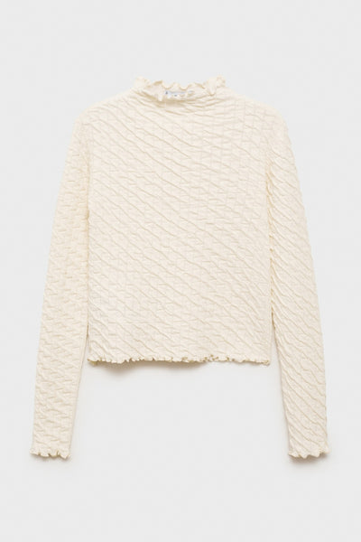 Top uni manches longues Blanc - MANGO