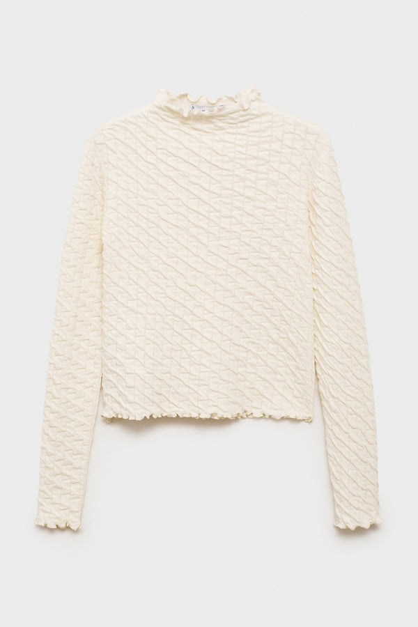 Top uni manches longues Blanc - MANGO