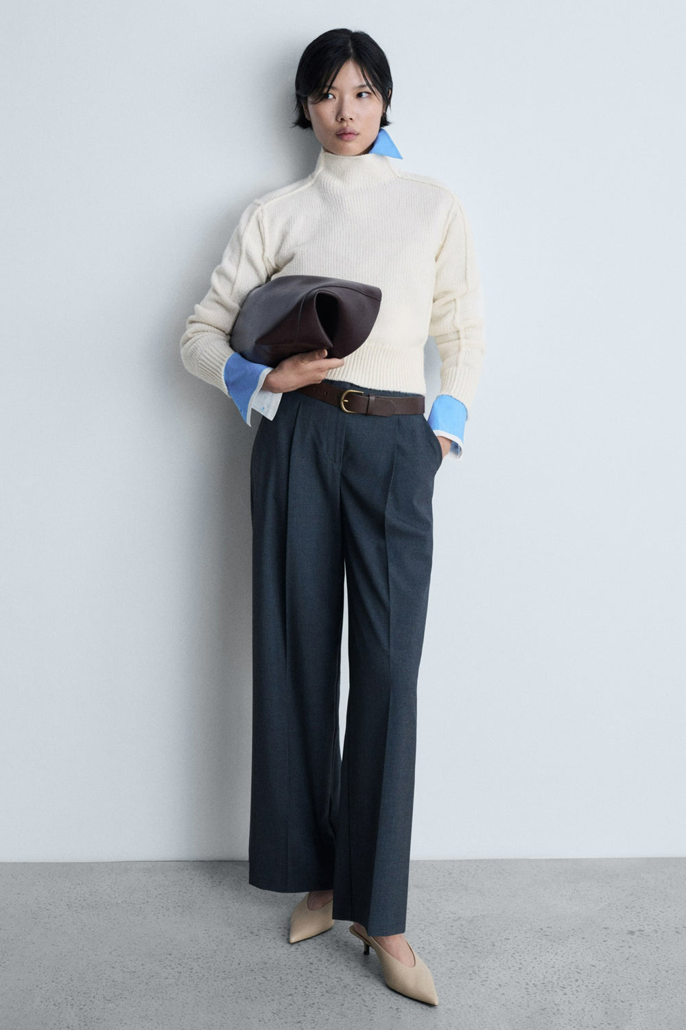 Pull col rond Blanc - MANGO