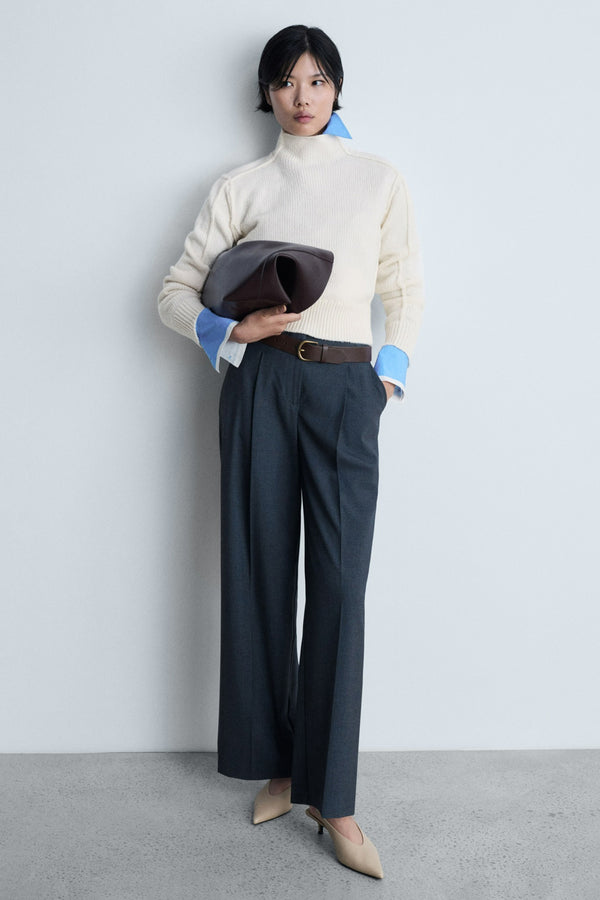 Pull col rond Blanc - MANGO