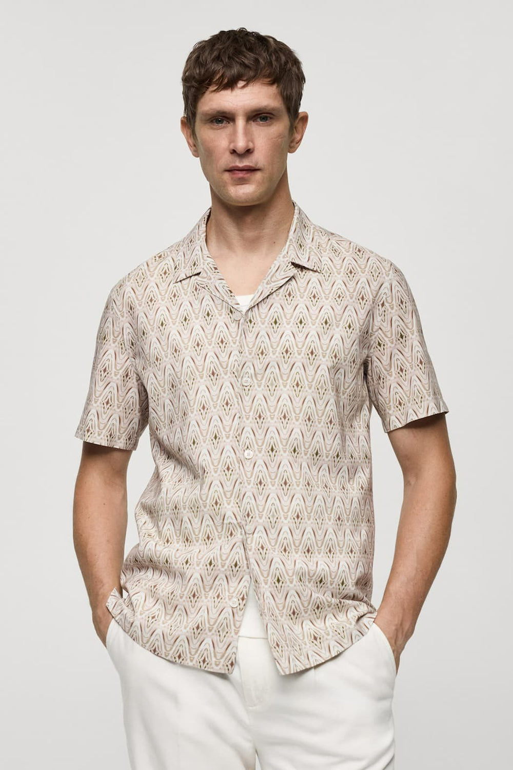 Hemd (korte mouwen) Beige - MANGO
