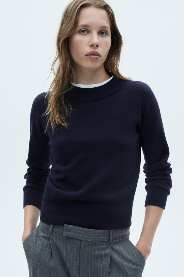 Pull col rond Bleu - MANGO