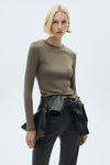 Top uni manches longues Brun - MANGO