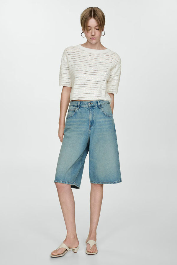 Top uni manches courtes Blanc - MANGO
