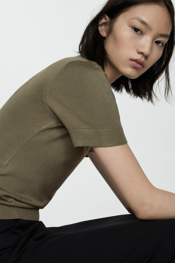 Pull col rond Vert - MANGO