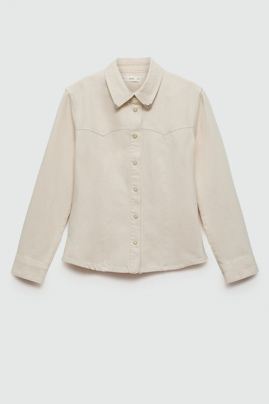 Witte blouse met lange mouwen van MANGO, met geborduurde details bij de kraag en een aansluitende pasvorm.
