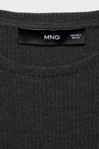 Top uni manches longues Noir - MANGO