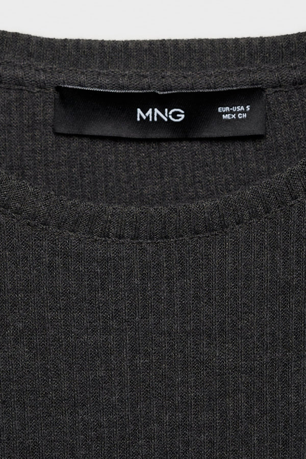 Top uni manches longues Noir - MANGO