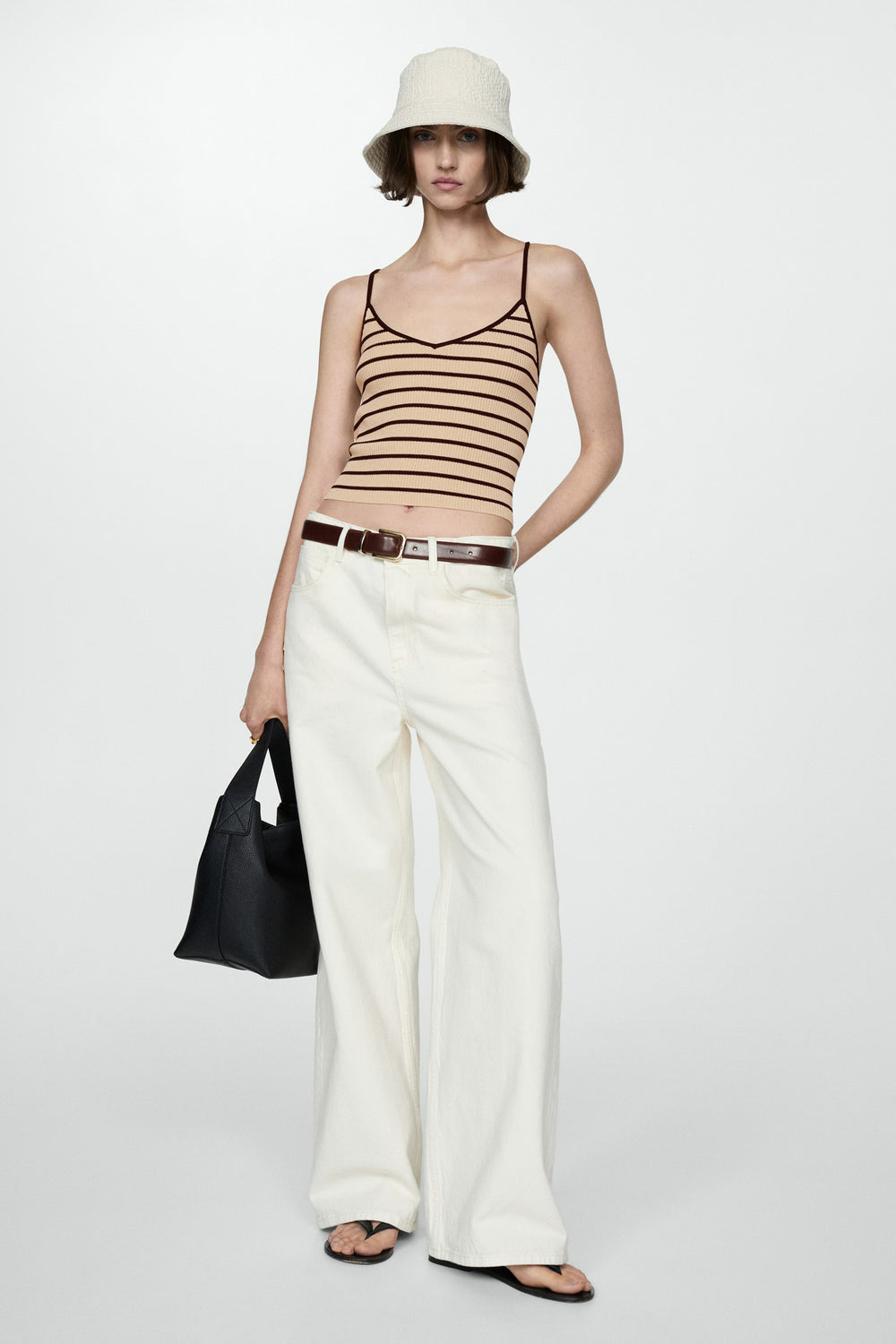 Top (bandes fines) Brun - MANGO