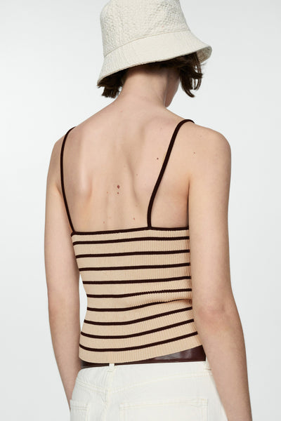 Top (bandes fines) Brun - MANGO