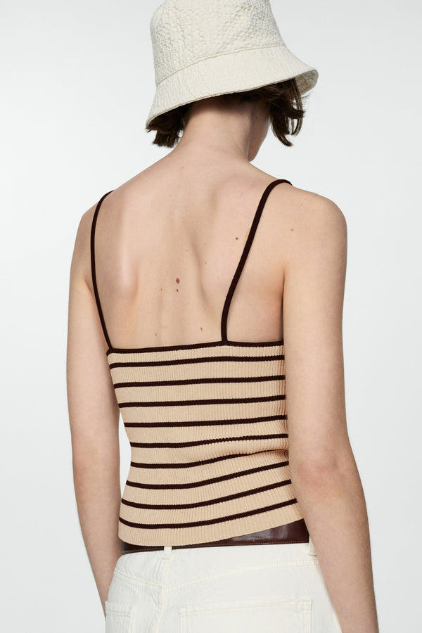 Top (bandes fines) Brun - MANGO