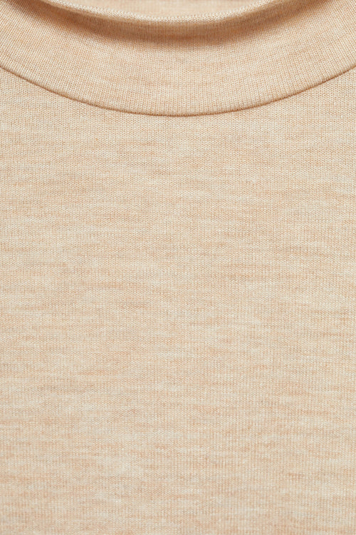 Top uni manches courtes Beige - MANGO