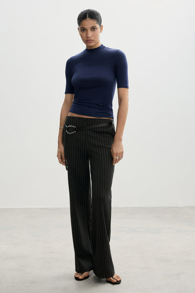 Top uni manches courtes Bleu - MANGO