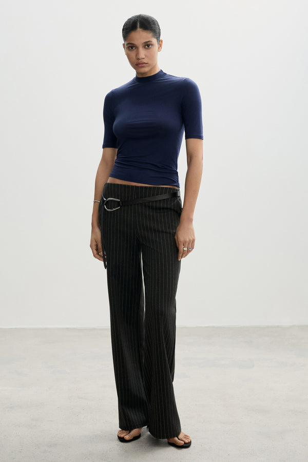 Top uni manches courtes Bleu - MANGO