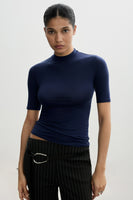 Top uni manches courtes Bleu - MANGO