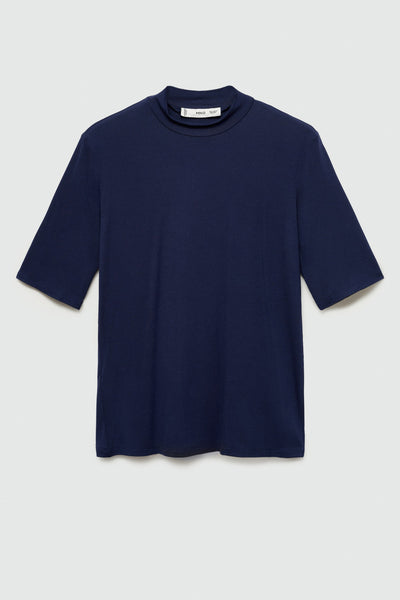 Top uni manches courtes Bleu - MANGO