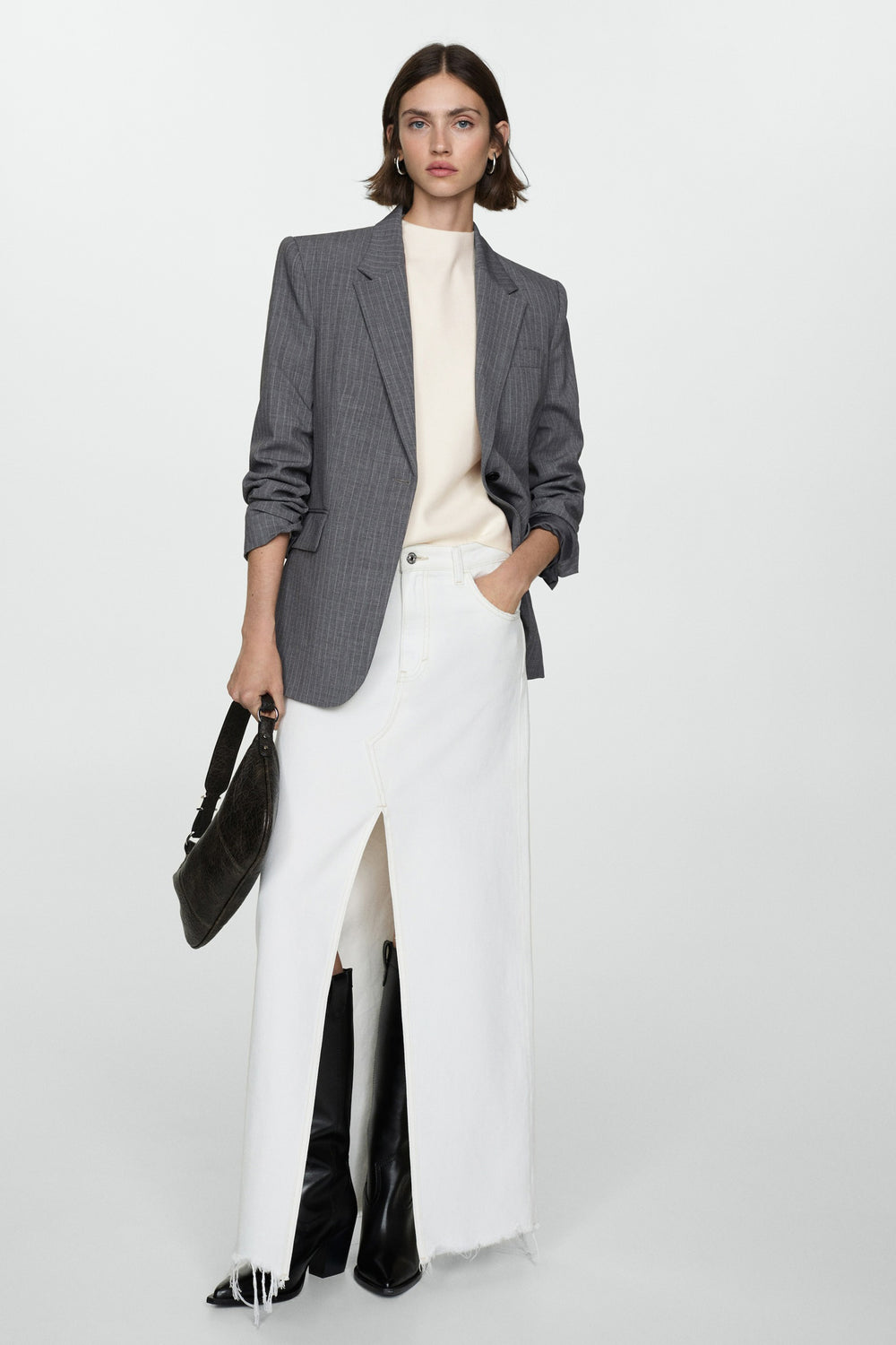 Pull col rond Blanc - MANGO