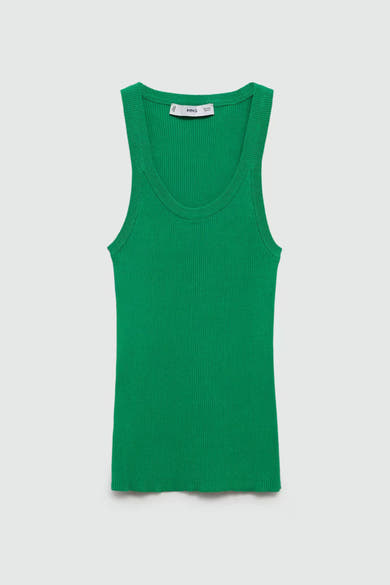 Groen geribd tanktop van MANGO.